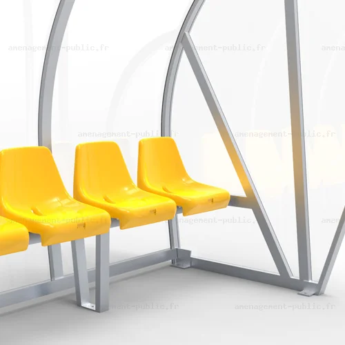 Abri de touche 6 places en aluminium et polycarbonate